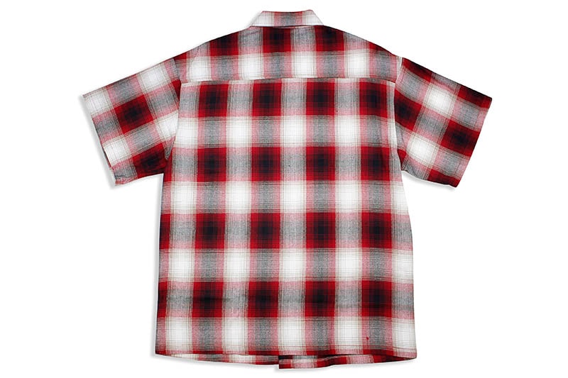 CALTOP PLAID FLANNEL SHORT SLEEVE SHIRT (#2000:RED/WHITE)