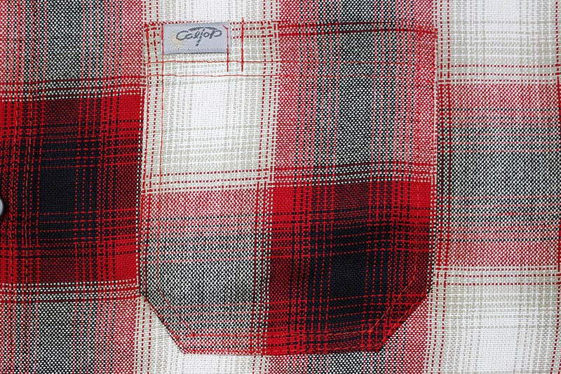 CALTOP PLAID FLANNEL SHORT SLEEVE SHIRT (#2000:RED/WHITE)