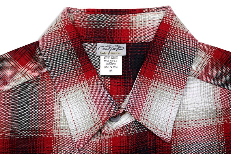 CALTOP PLAID FLANNEL SHORT SLEEVE SHIRT (#2000:RED/WHITE)