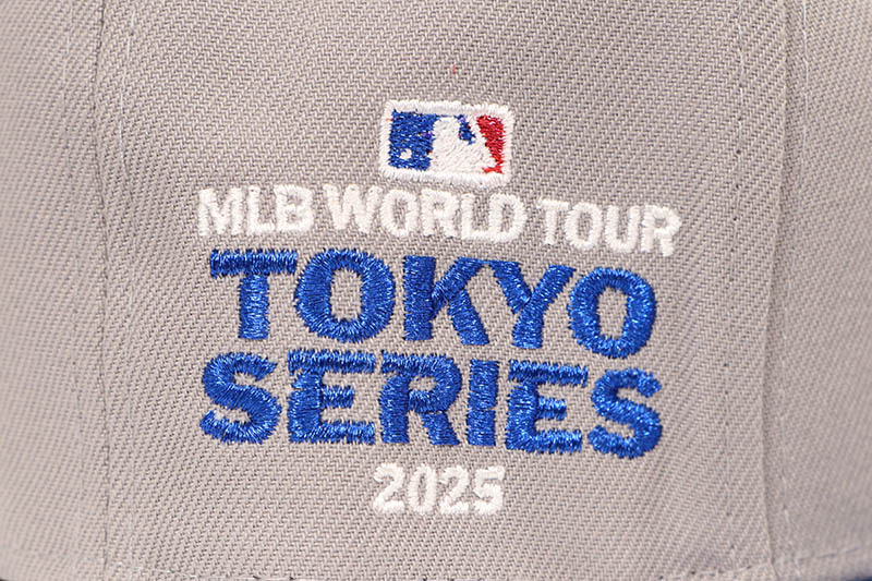 NEW ERA LOS ANGELES DODGERS 59FIFTY FITTED CAP (TOKYO SERIES 2025 SIDE PATCH/GREY UNDER VISOR/GREY BLUE)