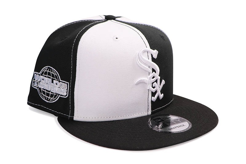 NEW ERA CHICAGO WHITE SOX 9FIFTY SNAPBACK CAP (2005 WORLD SERIES SIDE PATCH/GREY UNDER VISOR/WHITE PINWHEELS)