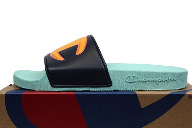 CHAMPION LIFE IPO COLOR BLOCK SLIDE (CM100328M:NAVY MULTI/WATERFALL GREEN)