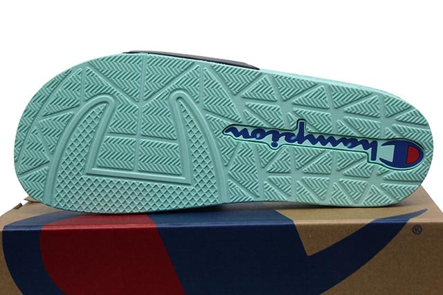 CHAMPION LIFE IPO COLOR BLOCK SLIDE (CM100328M:NAVY MULTI/WATERFALL GREEN)