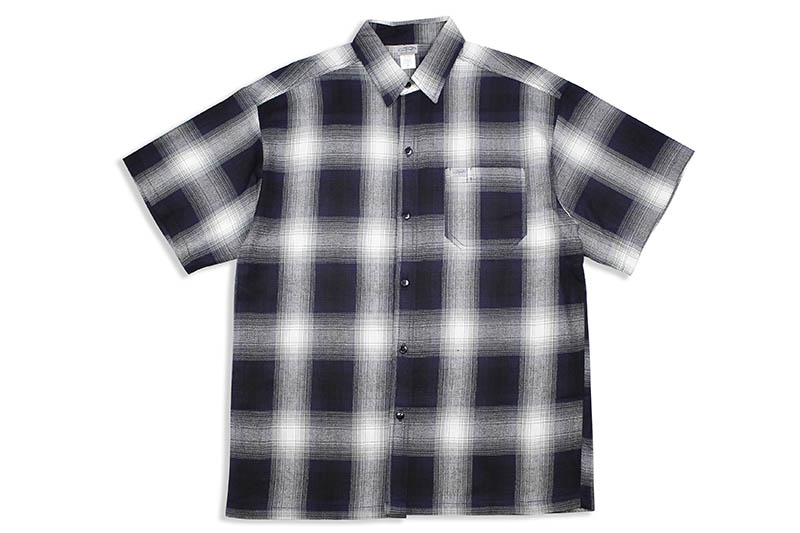 CALTOP PLAID FLANNEL SHORT SLEEVE SHIRT (#2000:NAVY/IVORY)