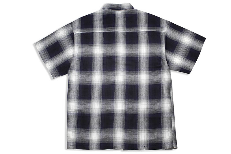 CALTOP PLAID FLANNEL SHORT SLEEVE SHIRT (#2000:NAVY/IVORY)