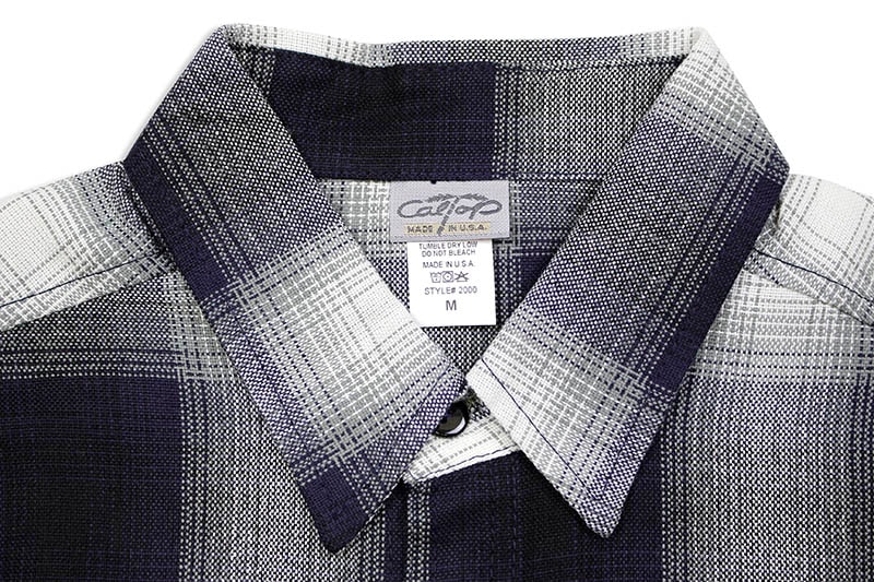 CALTOP PLAID FLANNEL SHORT SLEEVE SHIRT (#2000:NAVY/IVORY)