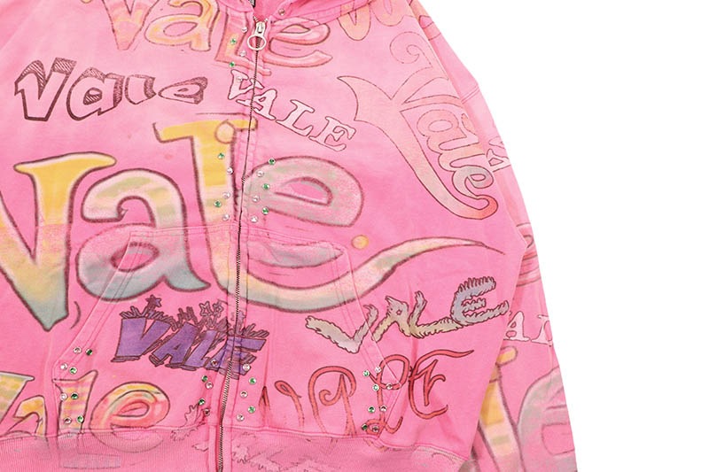 VALE BUBBLEGUM ZIP UP HOODIE