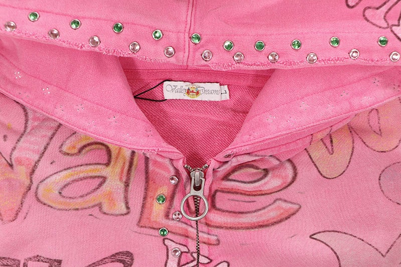 VALE BUBBLEGUM ZIP UP HOODIE