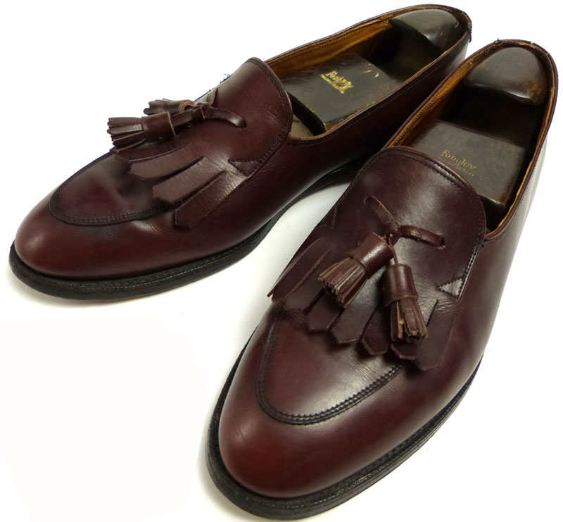 9-1/2表記　27.5cm相当　ヴィンテージドレスシューズ　プレーントゥ　外羽根　レザー　革靴　ブラウン　茶　３アイレット　/24.4.17/P707