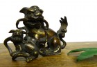 ブロンズ製 獅子 親子 銅製置物 【中古】|置物・トイ|インテリア