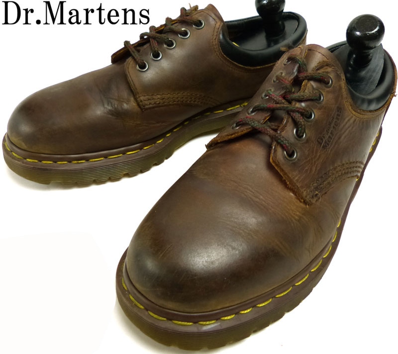 UK9 27.5cm相当 Dr.Martens ドクターマーチン レザーシューズ 革靴 マーチン　レザー ブラウン /P974 即決  ドクターマーチン UK9 27.5cm相当 メンズ 3ホール 黒 スチールトゥ 安全靴 革靴 本革 ライダース