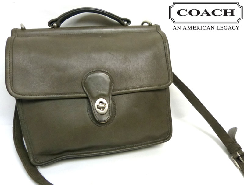 オールドコーチ✨ショルダーバッグ 2way レザー グレー old coach オールドコーチ OLD COACH 2WAY 本革レザーショルダーバッグ
