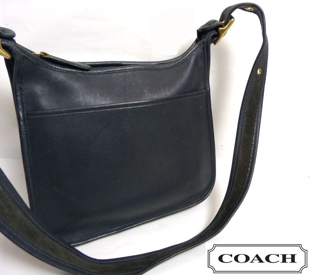 オールドコーチ ネイビー レザー ショルダーバッグ ビンテージ USA製