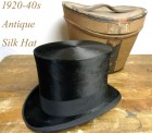 【希少】1920-40s HIGHEST GRADE シルクハット(専用ケース付) 【中古】アンティーク|置物・トイ|インテリア