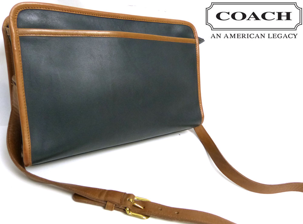 2トーン オールドコーチ COACH コーチ 本革 ショルダーバッグ(茶 