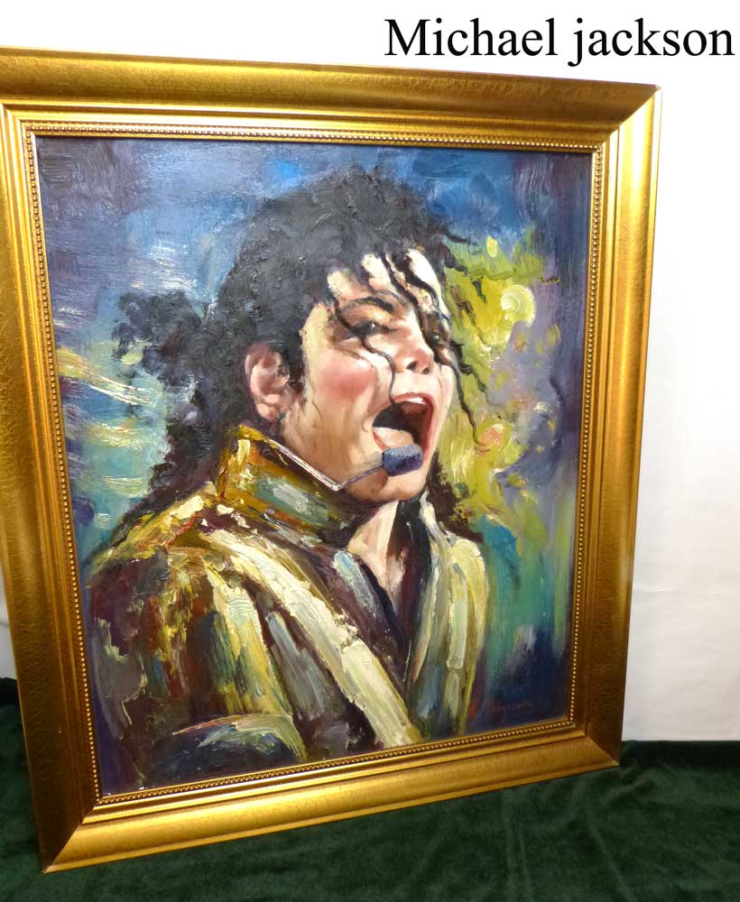 マイケルジャクソン Michael jackson 額装 複製画 / 油絵 / アート / R  