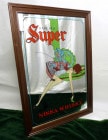 【希少】ノベルティ  / 木製パブミラー/SUPER NIKKA WHISKEY ニッカ ウィスキー /  額装 鏡【中古】