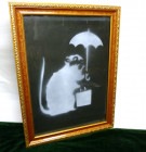バンクシー Banksy ラット(ネズミ) ステンシルアート / 額装【中古】