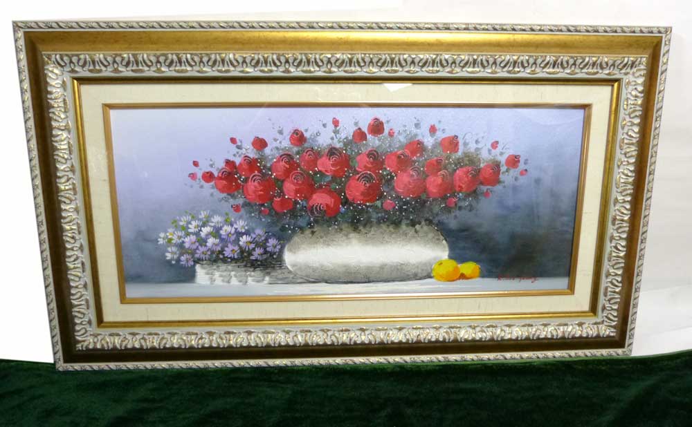 FARRE 油彩画 女性と陶器 木製フレーム FARRE 油彩画 女性と陶器 木製フレーム