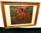 シルク・アート　ポール・ゴーギャン　『彼女らの肉体の黄金』額装【中古】|置物・トイ|インテリア
