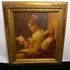 ジャン・オノレ・フラゴナール 「読書する娘」油絵 複製画 美人画 /F10/10号【中古】【送料無料】