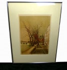 ヴィンテージ 作者不明　リトグラフ　風景画  直筆サイン・エディションナンバーあり【中古】