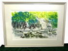 岡崎勇次　石版画/リトグラフ　風景画  直筆サイン・エディションナンバーあり【中古】