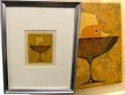 かべ　ひろし「カクテル(B)」/ 銅版画 / エッチング(多色刷り) 額装 エディション サイン入り【中古】