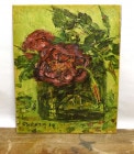 SAKAZO バラ / 薔薇/ 花/油彩画 / 板絵/ 立体プリント　3号/F3サイズ【中古】|置物・トイ|インテリア