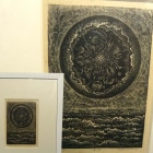 日和崎尊夫「海球」木口木版画　（エディション・サインあり)(額装)【中古】