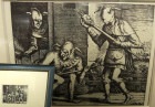 ブリューゲル「道化棒を弄ぶ謝肉祭の三人の道化」版画/額装(ヘンリクス・ボンディウス彫版)【中古】