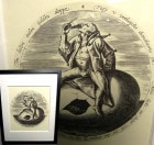 ブリューゲル「大きな空の卵を抱く道化」版画/額装/インチ判【中古】