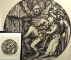 ブリューゲル「酔っぱらいは豚小屋に押し込められる」版画/額装(ヤン・ウィーリクス彫版)/インチ判【中古】