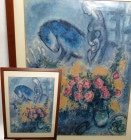 マルク・シャガール Marc Chagall 「バラとオジギソウ」 オフセット印刷 / ヴィンテージポスター【中古】