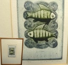 エミリー・トマノヴァ /Emilie Tomanova 「魚座」銅版画 エッチング（エディション・サインあり)【中古】　|置物・トイ|インテリア