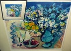 今井幸子「ベネチアングラスの花瓶」版画/リトグラフ(サイン有)【中古】