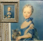 ジャン・バプティスト・ペロノー / Jean-Baptiste Perronneau 「子猫を持つ少女」キャンバスプリント(複製画) / 額装【中古】