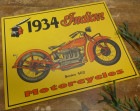 サインボード/ブリキ看板  インディアン モーターサイクル / 1934 Indian/ 壁飾り/ アメリカン雑貨【中古】