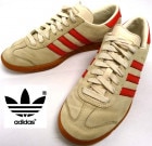 アディダス adidas HAMBURG ハンブルグ ベージュｘレッド スニーカー US8 1/2(26.5cm相当)(メンズ)【中古】