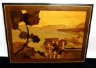 イタリア製 木象嵌 / 寄木細工 / 木画 / 風景画 / 壁掛け飾り 工芸品　28.8×39.2cm【中古】