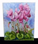 大井睦子作 油彩画 / 油絵 / 静物画 / 花 3号F3 キャンバス画【中古】