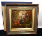 ラッヘル・ライス /Rachel Ruysch「Flowers and Fruit」 部分模写　坂倉育子作　油彩画/油絵/額装(箱・黄袋付き)【中古】【送料無料】