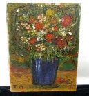 T.M 作者不明 油彩画 / 油絵 / 静物画 / 花 キャンバス画　6号/F6【中古】