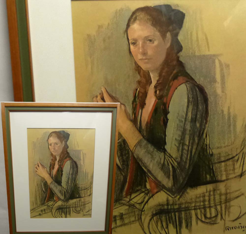 引き取り限定品」 絵画 絵 避暑地の女性 サイン有り 高さ約