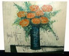 ベルナール ビュッフェ / Bernerd Buffet 「赤い花 」立体複製画 / 油絵 F12/12号【中古】