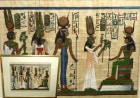 パピルス画　古代エジプト / 絵画 額装 (サインあり)【中古】