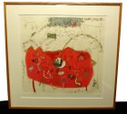 火山「Come Home ! 」  版画 / リトグラフ / 作者詳細不明 (エディション・サインあり) 【中古】 【送料無料】|置物・トイ|インテリア