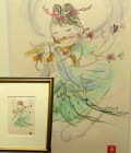 本多玉枝 / 「楽天」パステル画 (印・背面にサインあり)【中古】|置物・トイ|インテリア