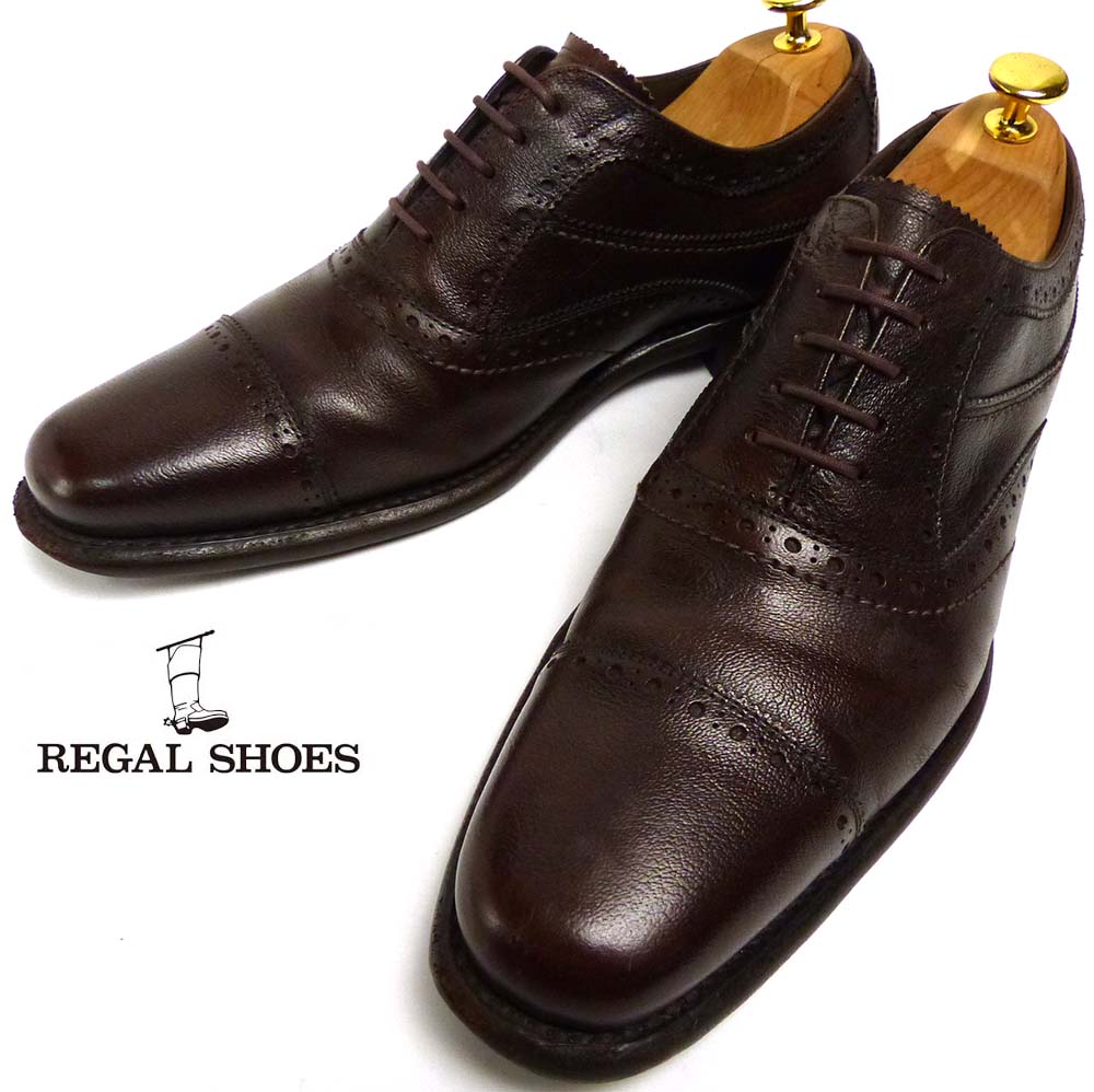 REGAL スエードメダリオンストレートチップダークブラウン25