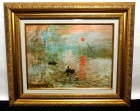 クロード・モネ  印象「日の出」6号 立体複製名画 /豪華額装(ジクレー＋油彩画風直筆仕上げ)【中古】